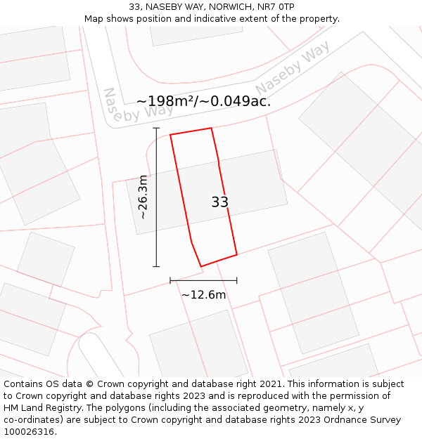 33, NASEBY WAY, NORWICH, NR7 0TP: Plot and title map