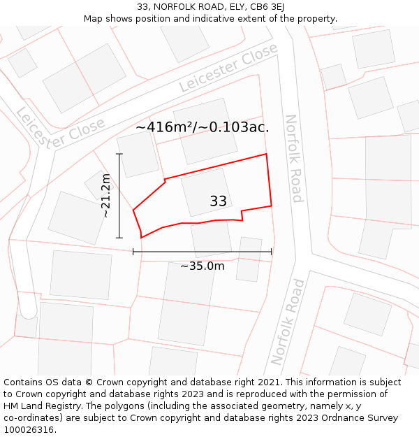 33, NORFOLK ROAD, ELY, CB6 3EJ: Plot and title map