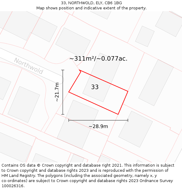 33, NORTHWOLD, ELY, CB6 1BG: Plot and title map