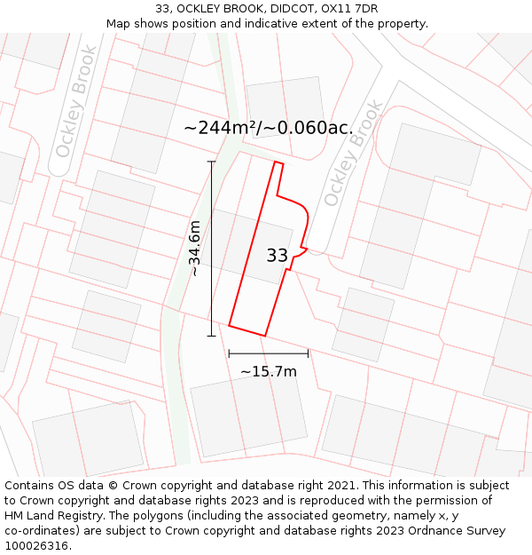 33, OCKLEY BROOK, DIDCOT, OX11 7DR: Plot and title map