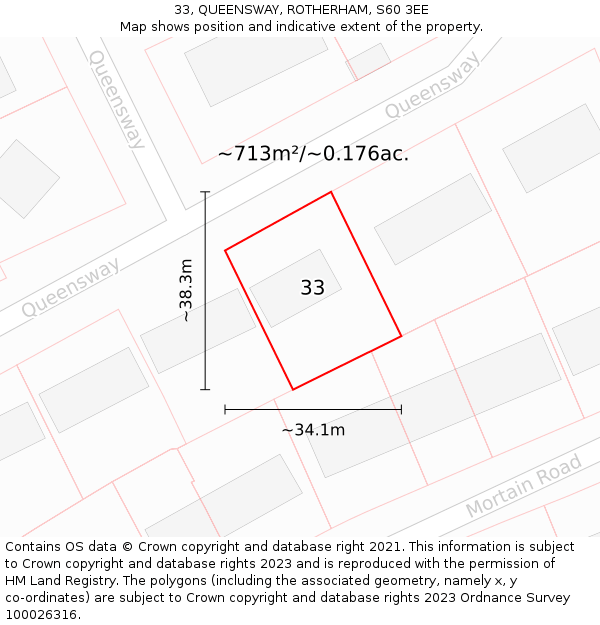 33, QUEENSWAY, ROTHERHAM, S60 3EE: Plot and title map