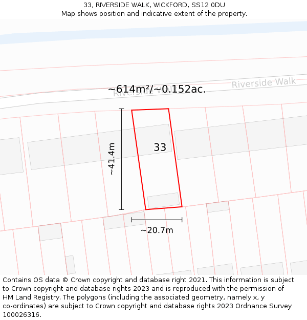 33, RIVERSIDE WALK, WICKFORD, SS12 0DU: Plot and title map