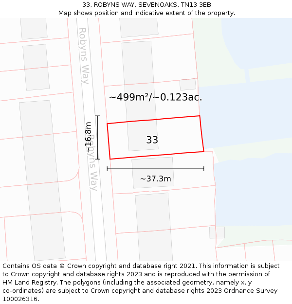 33, ROBYNS WAY, SEVENOAKS, TN13 3EB: Plot and title map