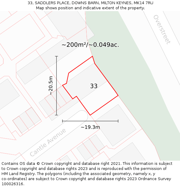 33, SADDLERS PLACE, DOWNS BARN, MILTON KEYNES, MK14 7RU: Plot and title map