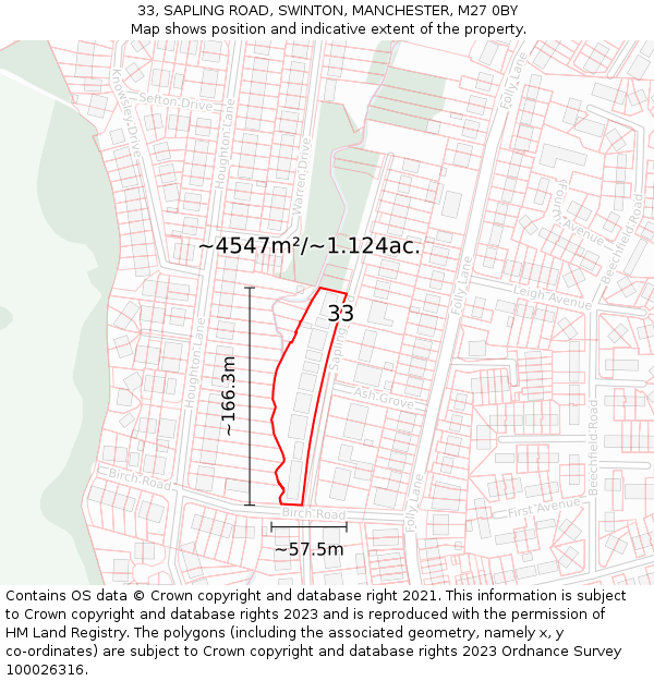 33, SAPLING ROAD, SWINTON, MANCHESTER, M27 0BY: Plot and title map
