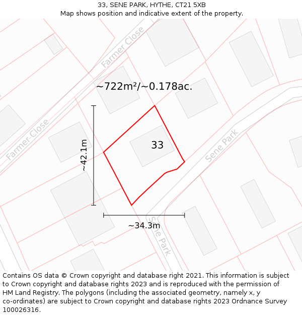 33, SENE PARK, HYTHE, CT21 5XB: Plot and title map