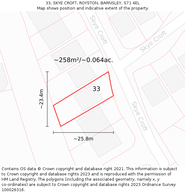 33, SKYE CROFT, ROYSTON, BARNSLEY, S71 4EL: Plot and title map