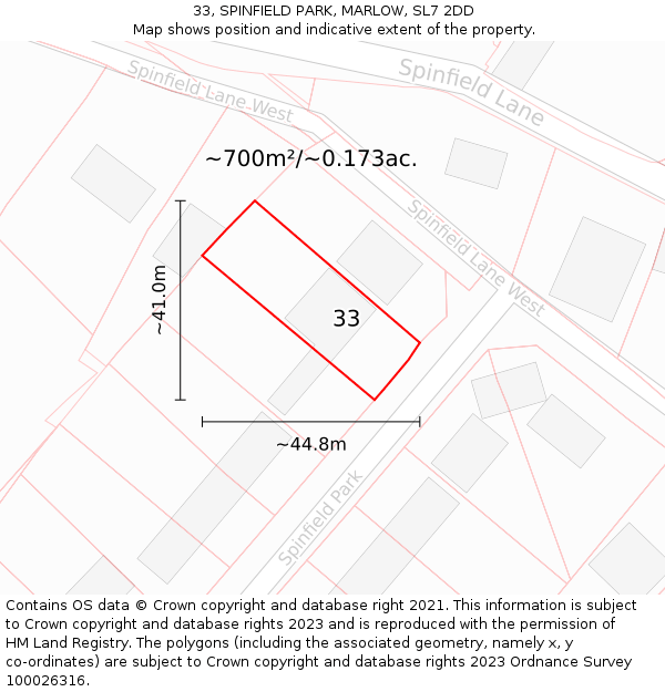 33, SPINFIELD PARK, MARLOW, SL7 2DD: Plot and title map
