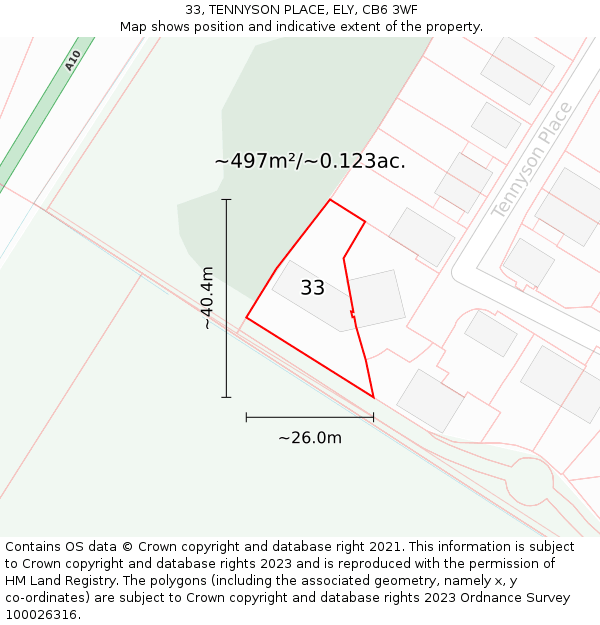 33, TENNYSON PLACE, ELY, CB6 3WF: Plot and title map