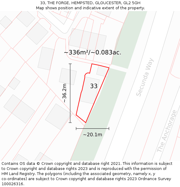 33, THE FORGE, HEMPSTED, GLOUCESTER, GL2 5GH: Plot and title map