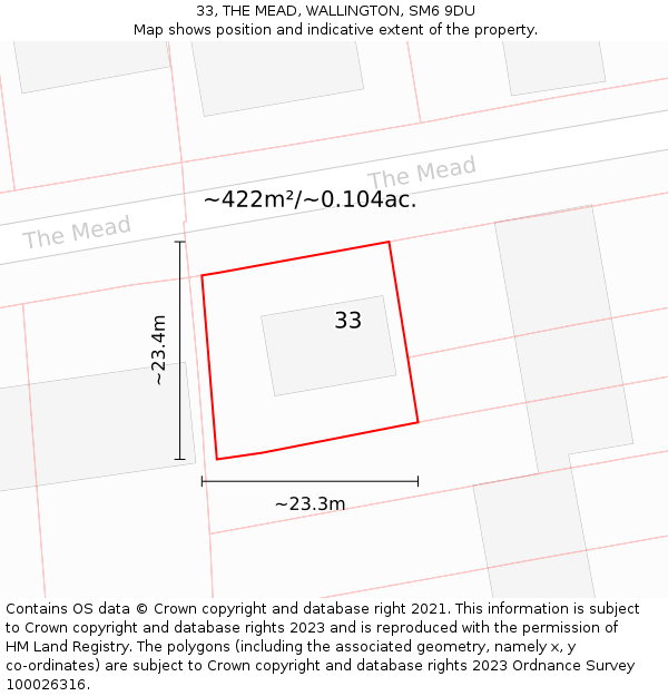 33, THE MEAD, WALLINGTON, SM6 9DU: Plot and title map