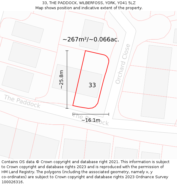 33, THE PADDOCK, WILBERFOSS, YORK, YO41 5LZ: Plot and title map