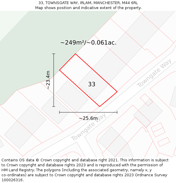 33, TOWNSGATE WAY, IRLAM, MANCHESTER, M44 6RL: Plot and title map
