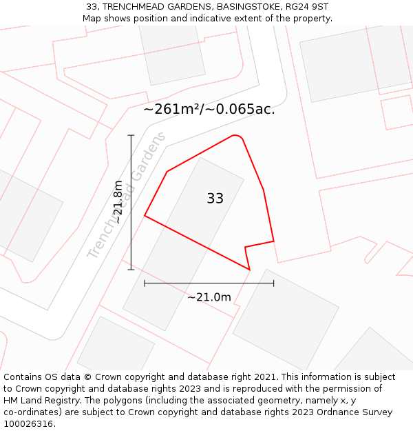 33, TRENCHMEAD GARDENS, BASINGSTOKE, RG24 9ST: Plot and title map