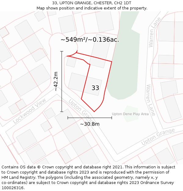 33, UPTON GRANGE, CHESTER, CH2 1DT: Plot and title map