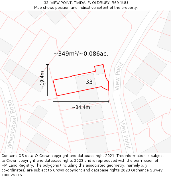 33, VIEW POINT, TIVIDALE, OLDBURY, B69 1UU: Plot and title map
