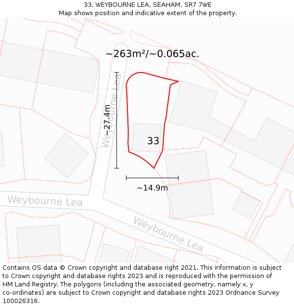 33, WEYBOURNE LEA, SEAHAM, SR7 7WE: Plot and title map