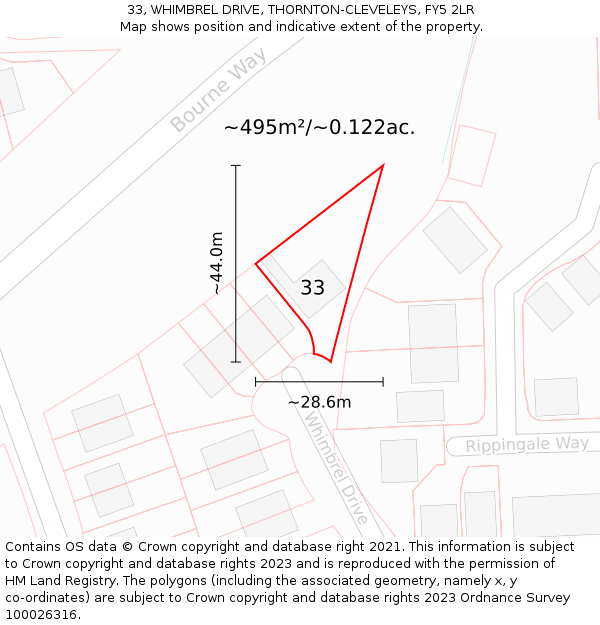 33, WHIMBREL DRIVE, THORNTON-CLEVELEYS, FY5 2LR: Plot and title map