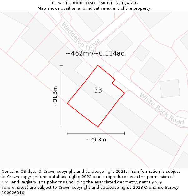 33, WHITE ROCK ROAD, PAIGNTON, TQ4 7FU: Plot and title map