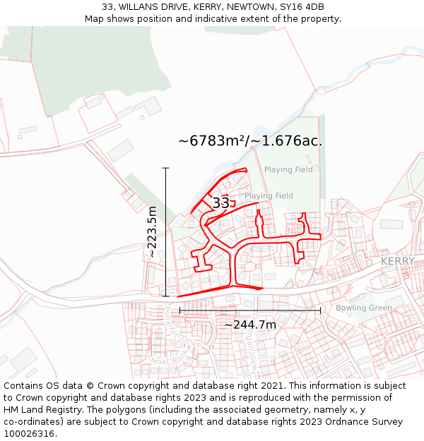 33, WILLANS DRIVE, KERRY, NEWTOWN, SY16 4DB: Plot and title map