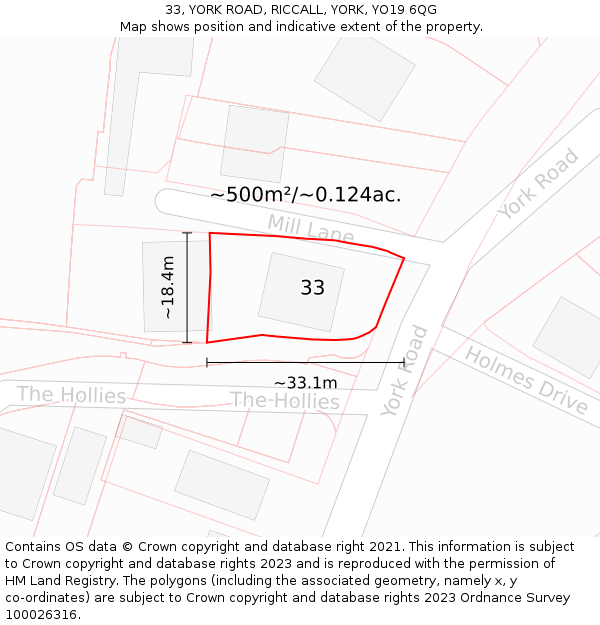 33, YORK ROAD, RICCALL, YORK, YO19 6QG: Plot and title map