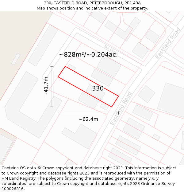 330, EASTFIELD ROAD, PETERBOROUGH, PE1 4RA: Plot and title map