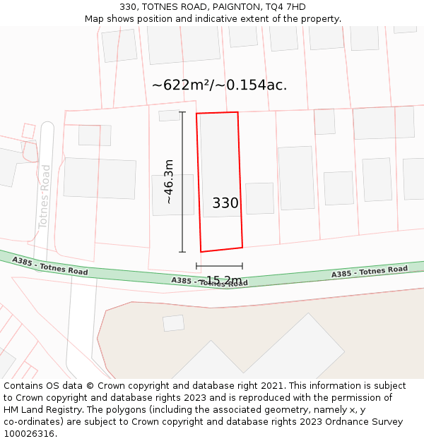 330, TOTNES ROAD, PAIGNTON, TQ4 7HD: Plot and title map