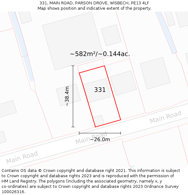 331, MAIN ROAD, PARSON DROVE, WISBECH, PE13 4LF: Plot and title map
