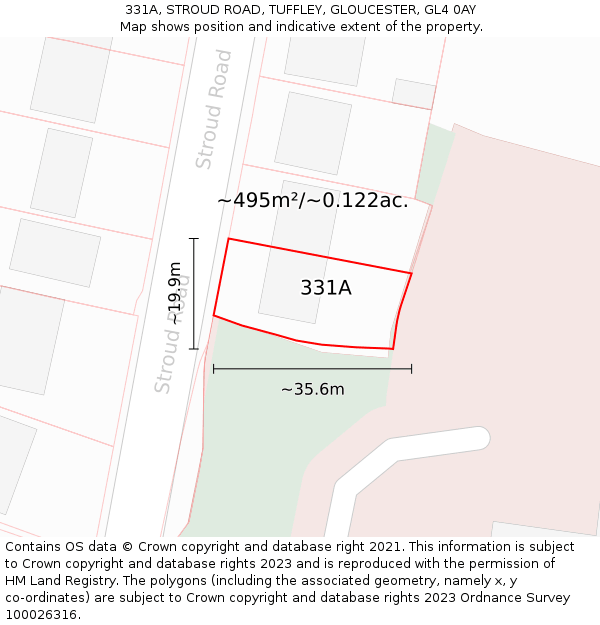 331A, STROUD ROAD, TUFFLEY, GLOUCESTER, GL4 0AY: Plot and title map