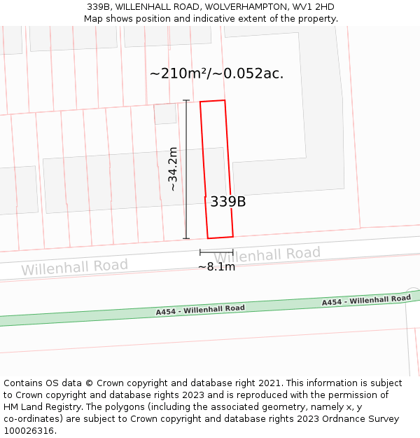 339B, WILLENHALL ROAD, WOLVERHAMPTON, WV1 2HD: Plot and title map