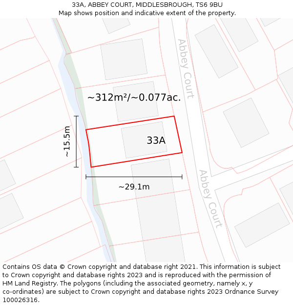 33A, ABBEY COURT, MIDDLESBROUGH, TS6 9BU: Plot and title map