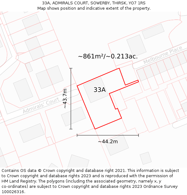 33A, ADMIRALS COURT, SOWERBY, THIRSK, YO7 1RS: Plot and title map