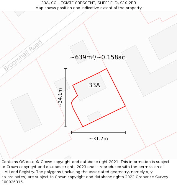 33A, COLLEGIATE CRESCENT, SHEFFIELD, S10 2BR: Plot and title map