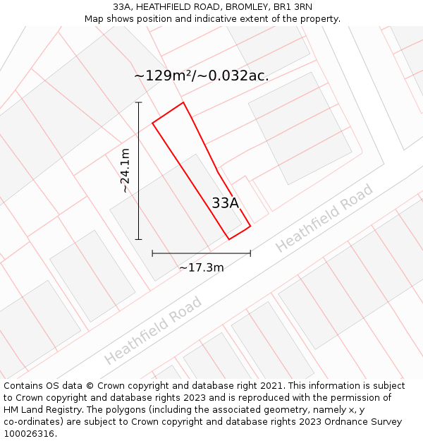 33A, HEATHFIELD ROAD, BROMLEY, BR1 3RN: Plot and title map