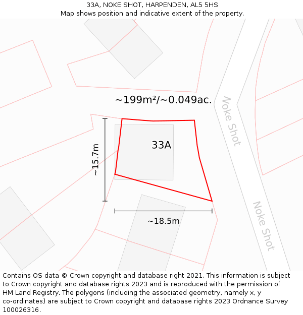 33A, NOKE SHOT, HARPENDEN, AL5 5HS: Plot and title map