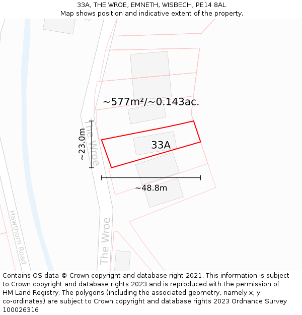 33A, THE WROE, EMNETH, WISBECH, PE14 8AL: Plot and title map