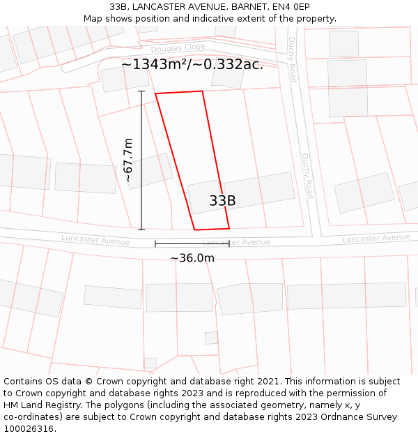 33B, LANCASTER AVENUE, BARNET, EN4 0EP: Plot and title map