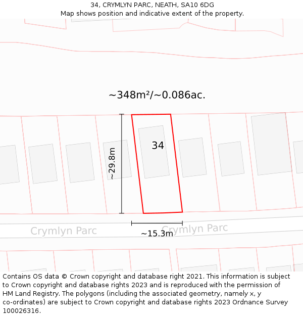 34, CRYMLYN PARC, NEATH, SA10 6DG: Plot and title map