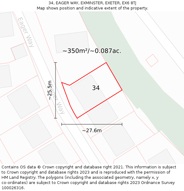 34, EAGER WAY, EXMINSTER, EXETER, EX6 8TJ: Plot and title map