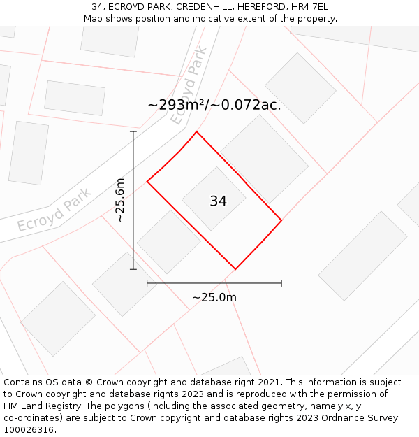 34, ECROYD PARK, CREDENHILL, HEREFORD, HR4 7EL: Plot and title map