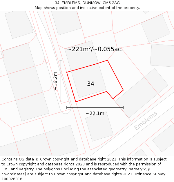34, EMBLEMS, DUNMOW, CM6 2AG: Plot and title map