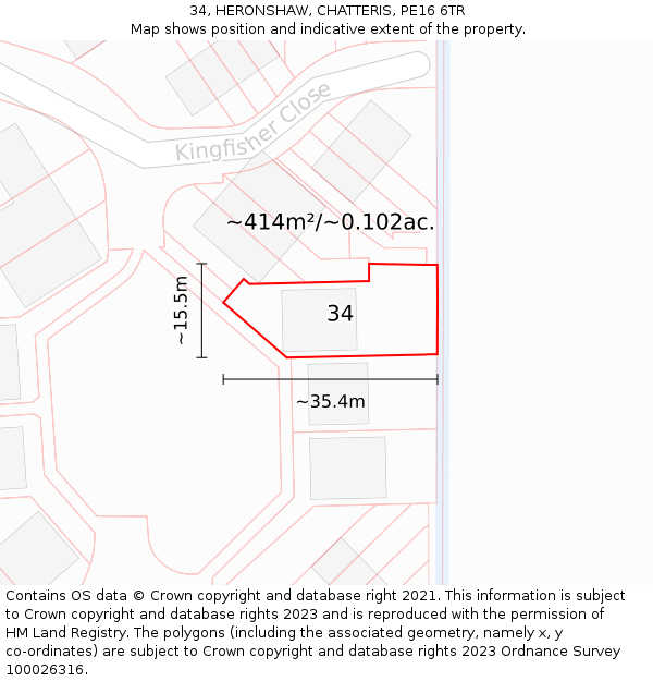 34, HERONSHAW, CHATTERIS, PE16 6TR: Plot and title map