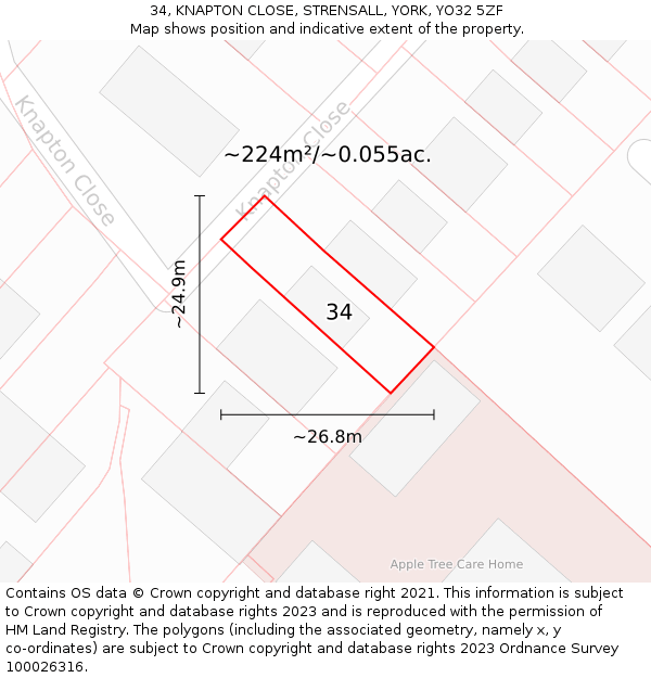 34, KNAPTON CLOSE, STRENSALL, YORK, YO32 5ZF: Plot and title map