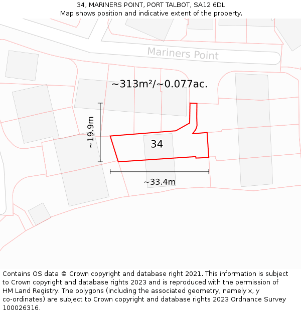 34, MARINERS POINT, PORT TALBOT, SA12 6DL: Plot and title map