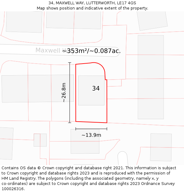 34, MAXWELL WAY, LUTTERWORTH, LE17 4GS: Plot and title map