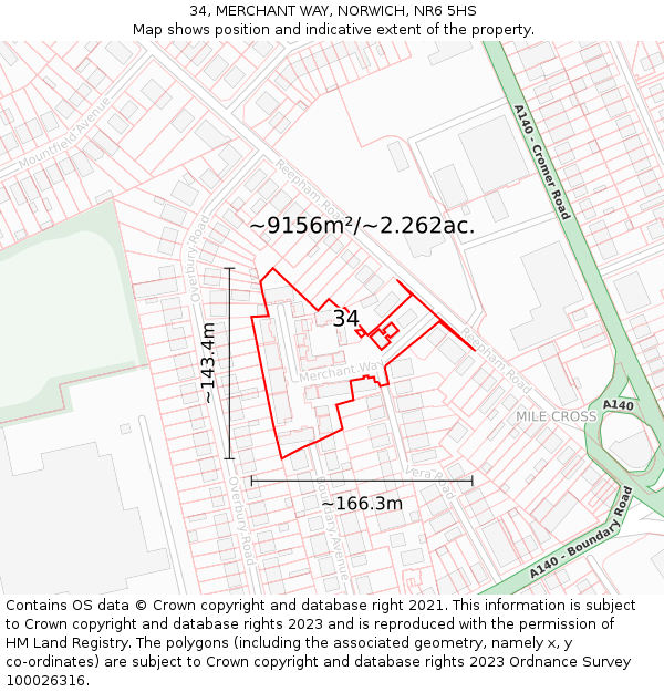 34, MERCHANT WAY, NORWICH, NR6 5HS: Plot and title map
