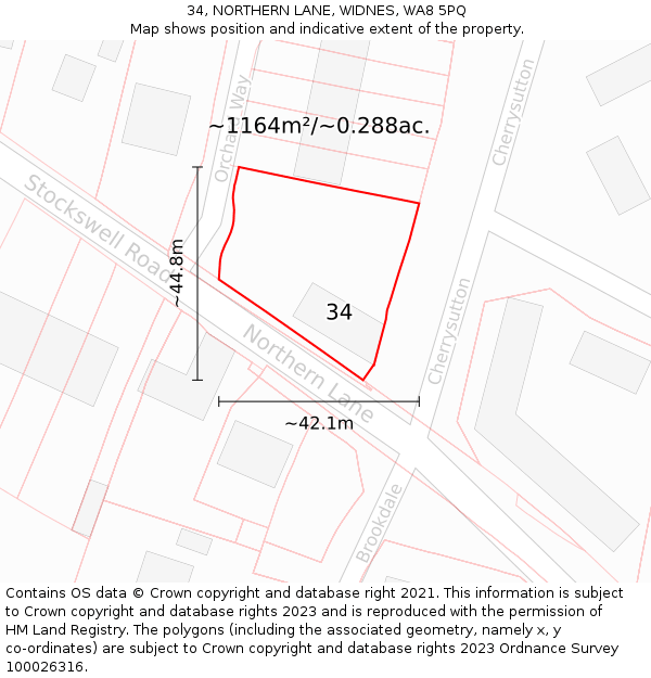 34, NORTHERN LANE, WIDNES, WA8 5PQ: Plot and title map
