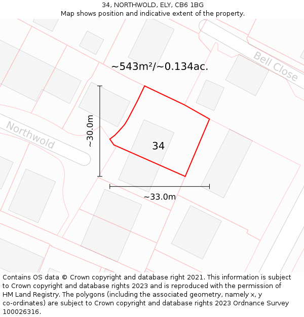 34, NORTHWOLD, ELY, CB6 1BG: Plot and title map