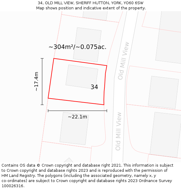 34, OLD MILL VIEW, SHERIFF HUTTON, YORK, YO60 6SW: Plot and title map