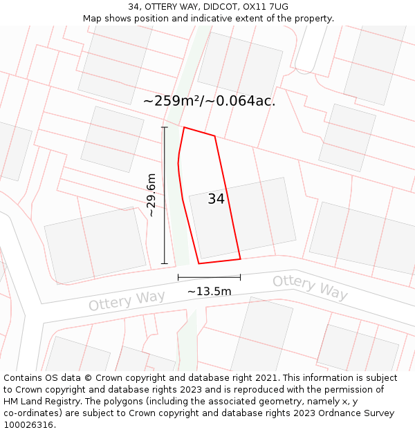 34, OTTERY WAY, DIDCOT, OX11 7UG: Plot and title map